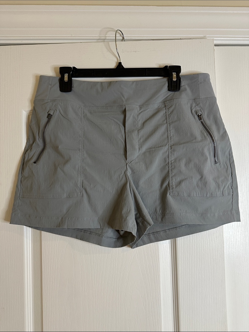 Athleta Light Gray Athletic Shorts with Zip Pockets